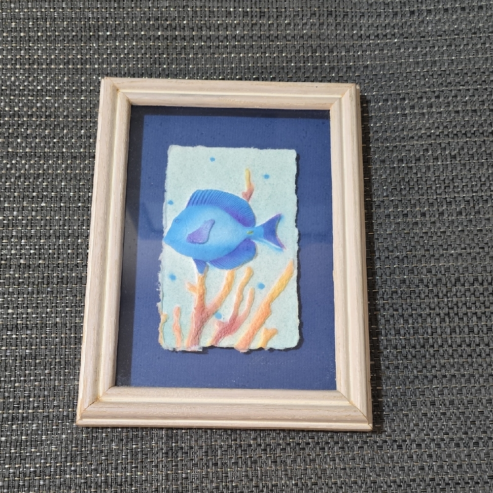 Vintage Vibrant Blue Fish Framed Art by Figi Graphics